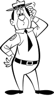 A coloring page of yogi bear